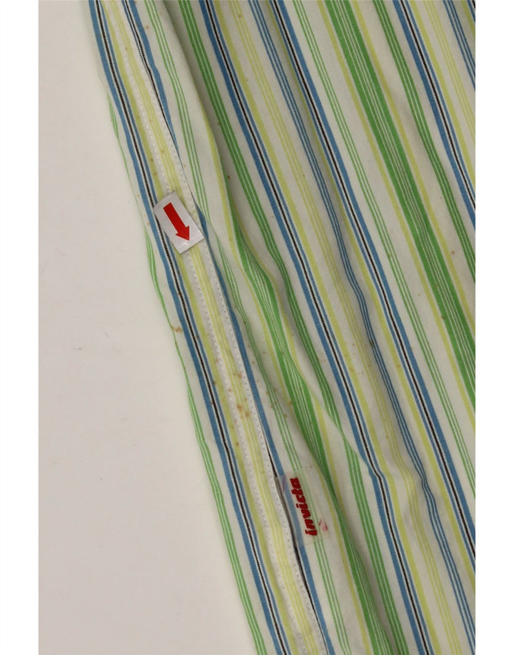 INVICTA Herren-Kurzarmhemd, groß, grün gestreift, Baumwolle