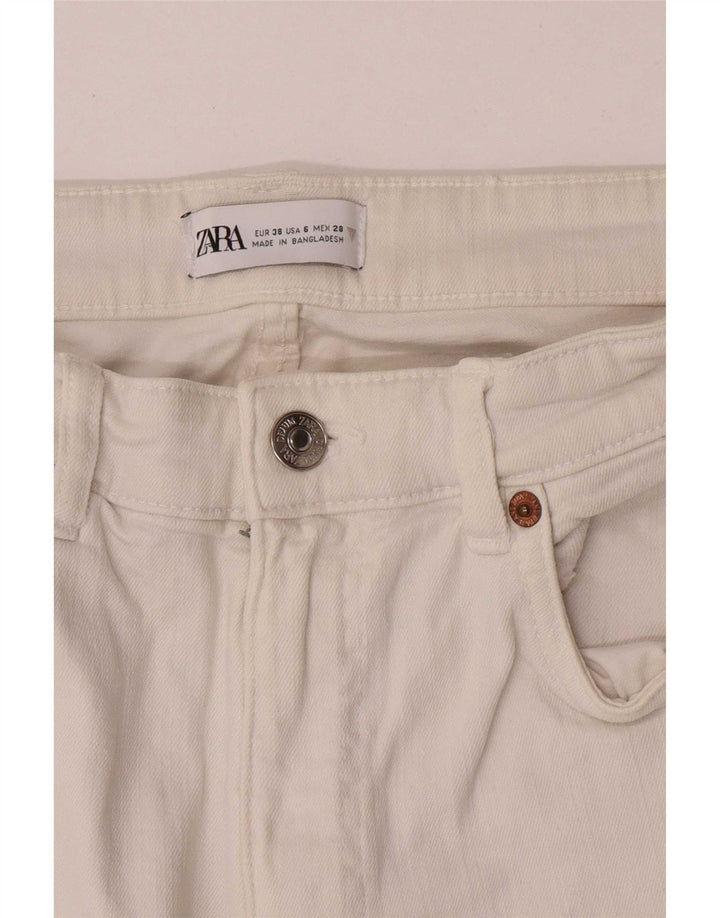 Zara Damen Crop Straight Jeans EU 38 Small W28 L26 Weiß