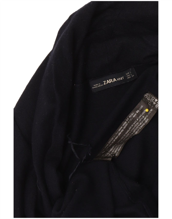 Offener Strickjackenpullover für Damen von Zara, UK 14, Größe L, schwarze Viskose