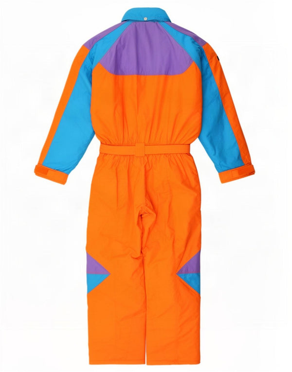 Vintage Herren Skioverall mit Kapuze XL Orange Colourblock Polyamid