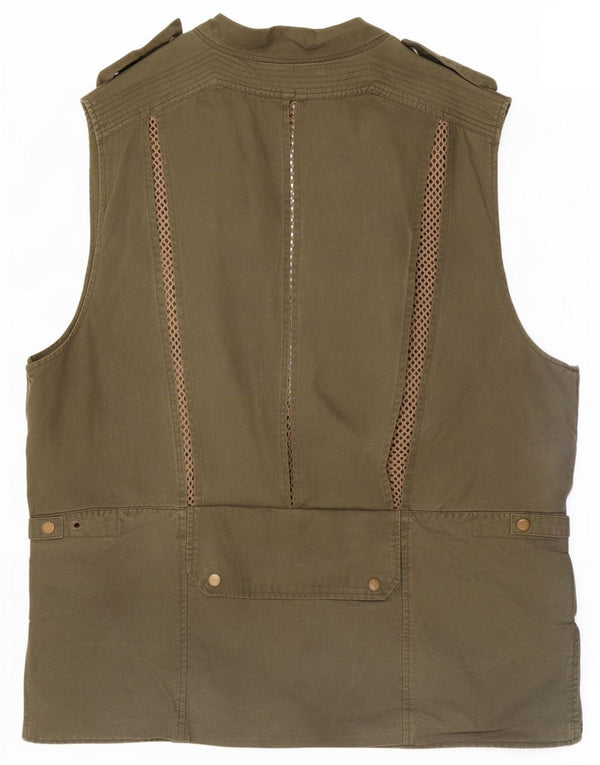 Banana Republic Herren Utility Gilet UK 42 XL Khaki Baumwolle