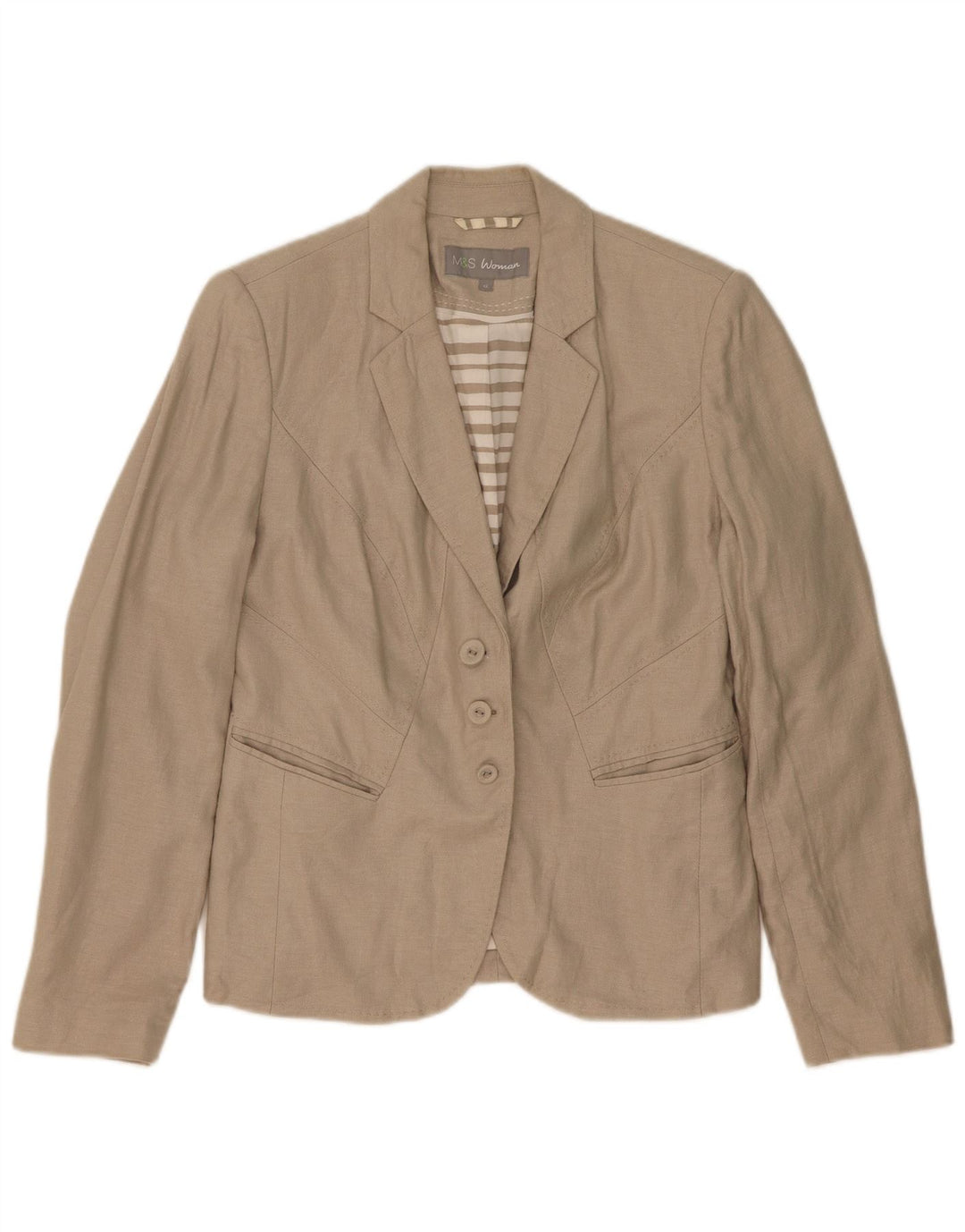 Marks & Spencer Damen 3-Knopf-Blazerjacke UK 12 Mittelbeige