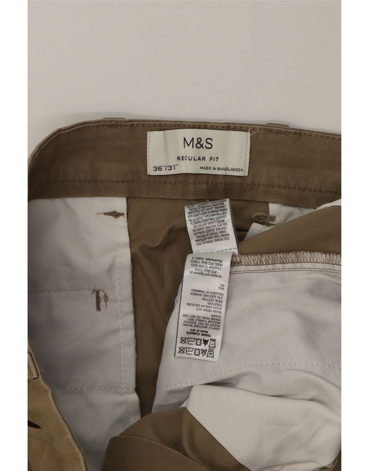 Marks & Spencer Herren-Chinohose mit normaler Passform, W36 L27, beige Baumwolle