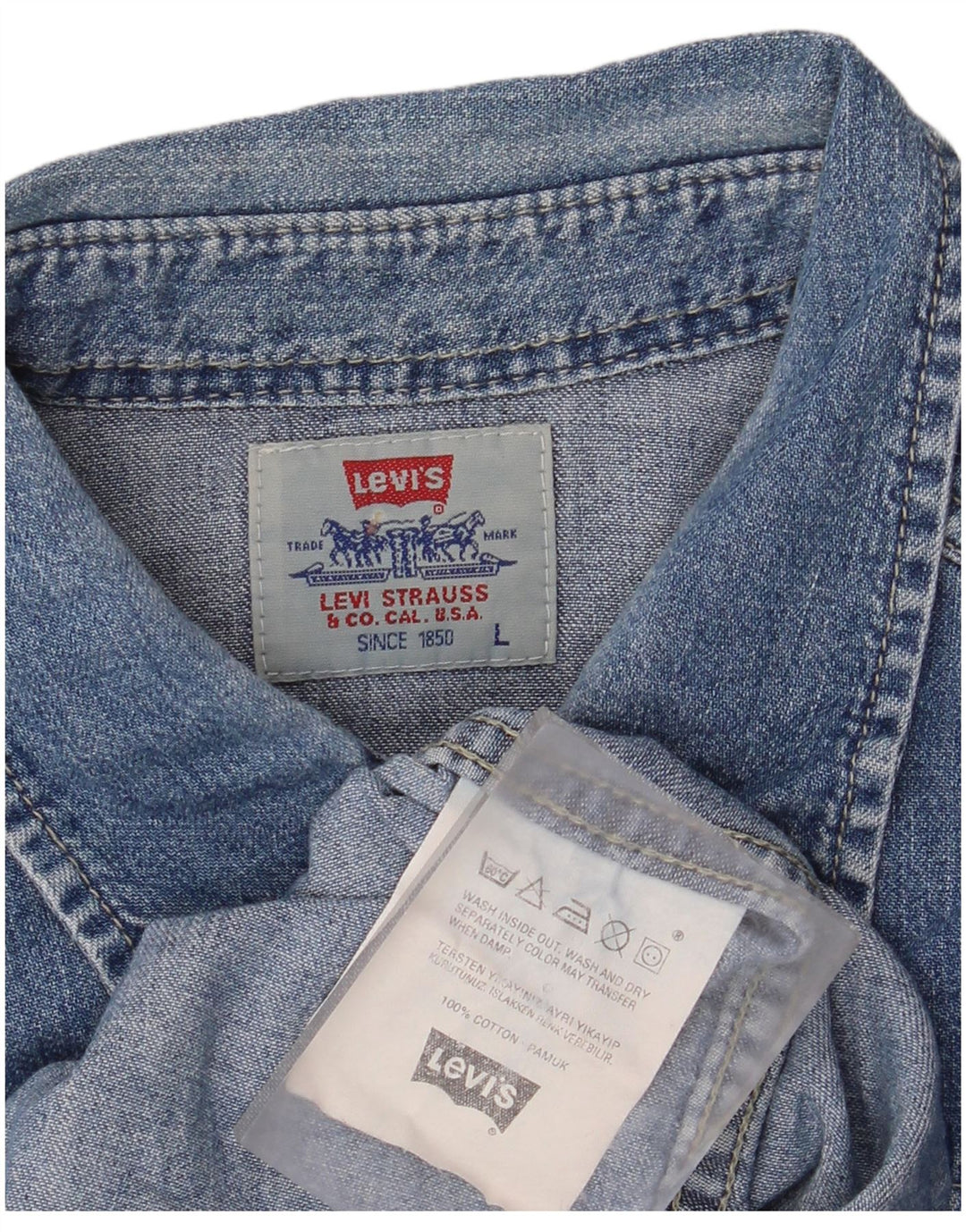Levi's Herren-Jeanshemd, groß, aus blauer Baumwolle, Western-Stil