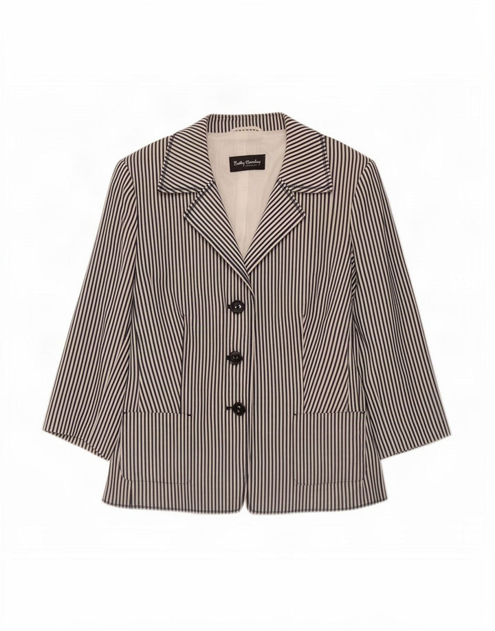 Betty Barclay Damen-Blazer mit 3 Knöpfen, IT 44, mittelweiß, Nadelstreifen