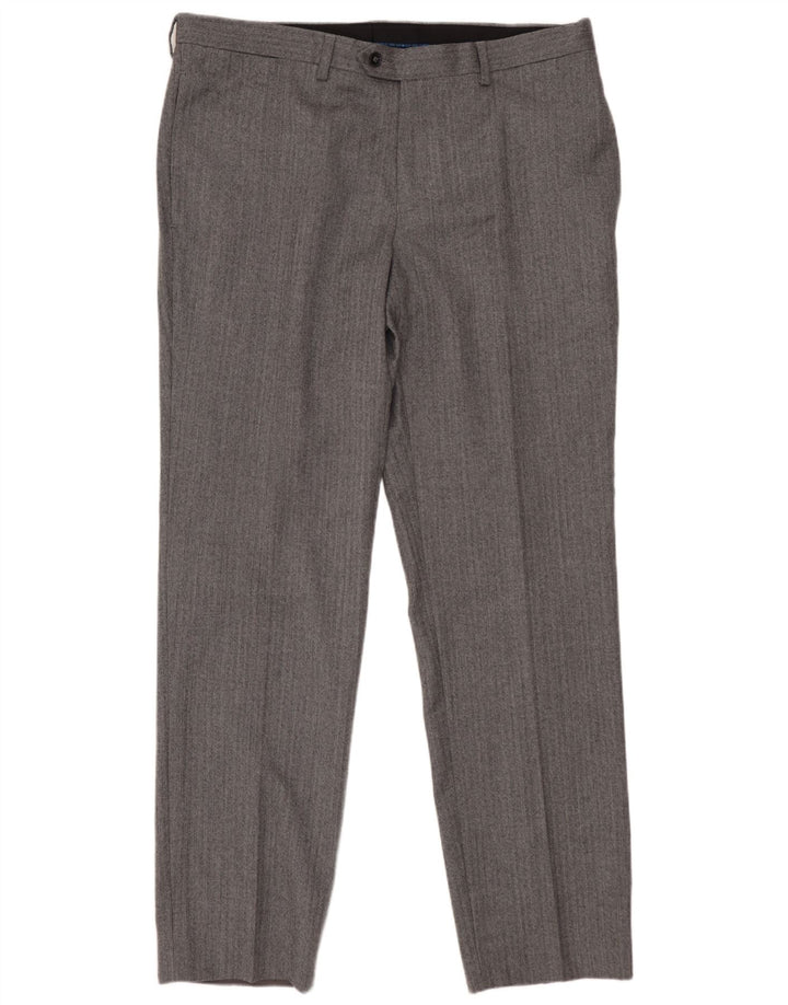 MARKS & SPENCER Herren Autograph Anzughose W36 L31 Graues Fischgrätenmuster