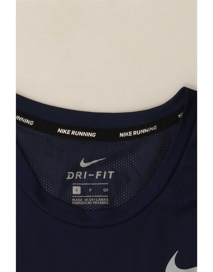 Nike Herren Dri Fit T-Shirt Top Small Marineblau Farbblock