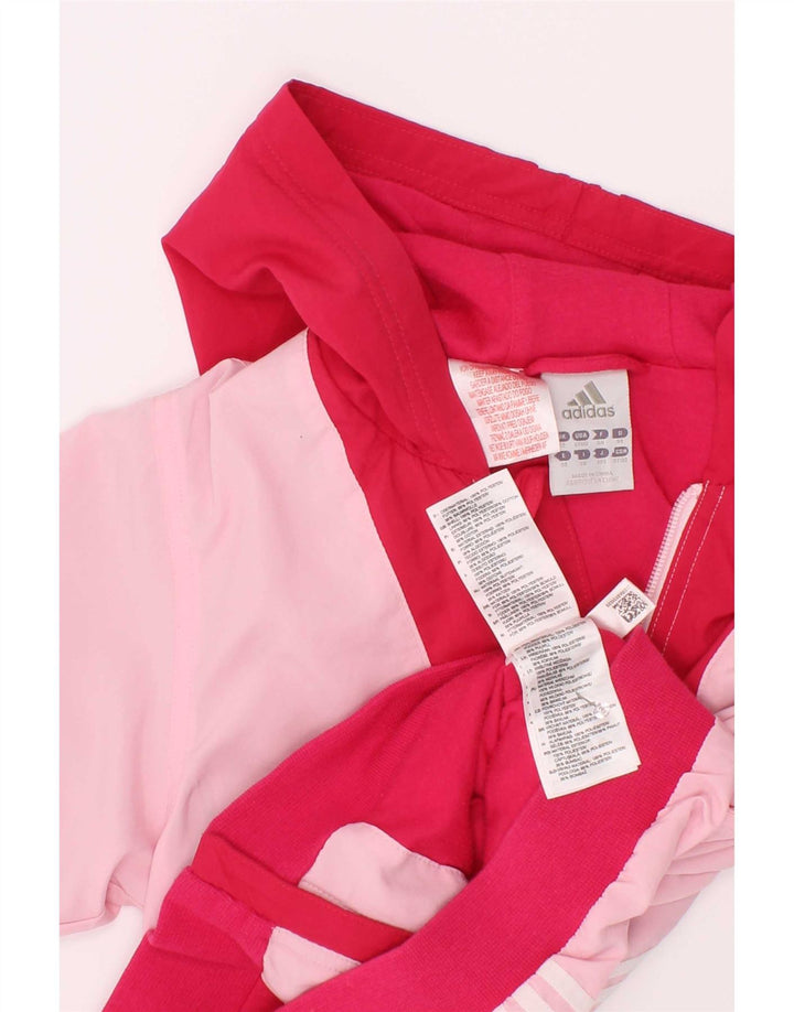 Adidas Mädchen-Regenjacke mit Kapuze, 2–3 Jahre, rosafarbenes Colourblock-Polyester