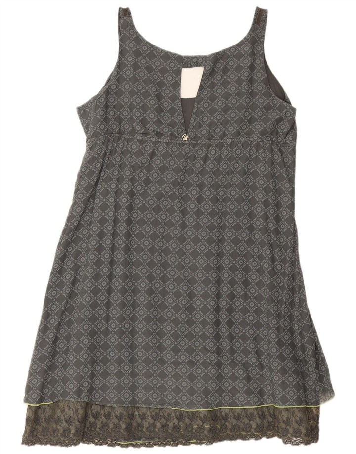 Trussardi Jeans Damen Sommerkleid IT 44 Mittelgrau Geometrisch