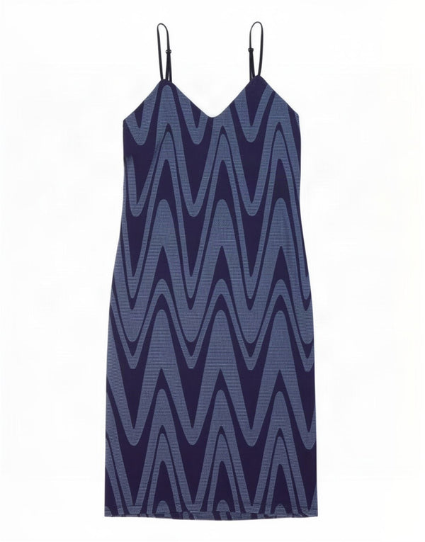 Zara Damen Slip-Kleid UK 10 Small Navy Blue Chevron