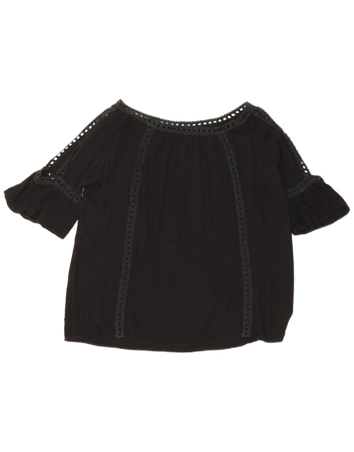 Vintage Damen Off Shoulder Top UK 16 Large Schwarz