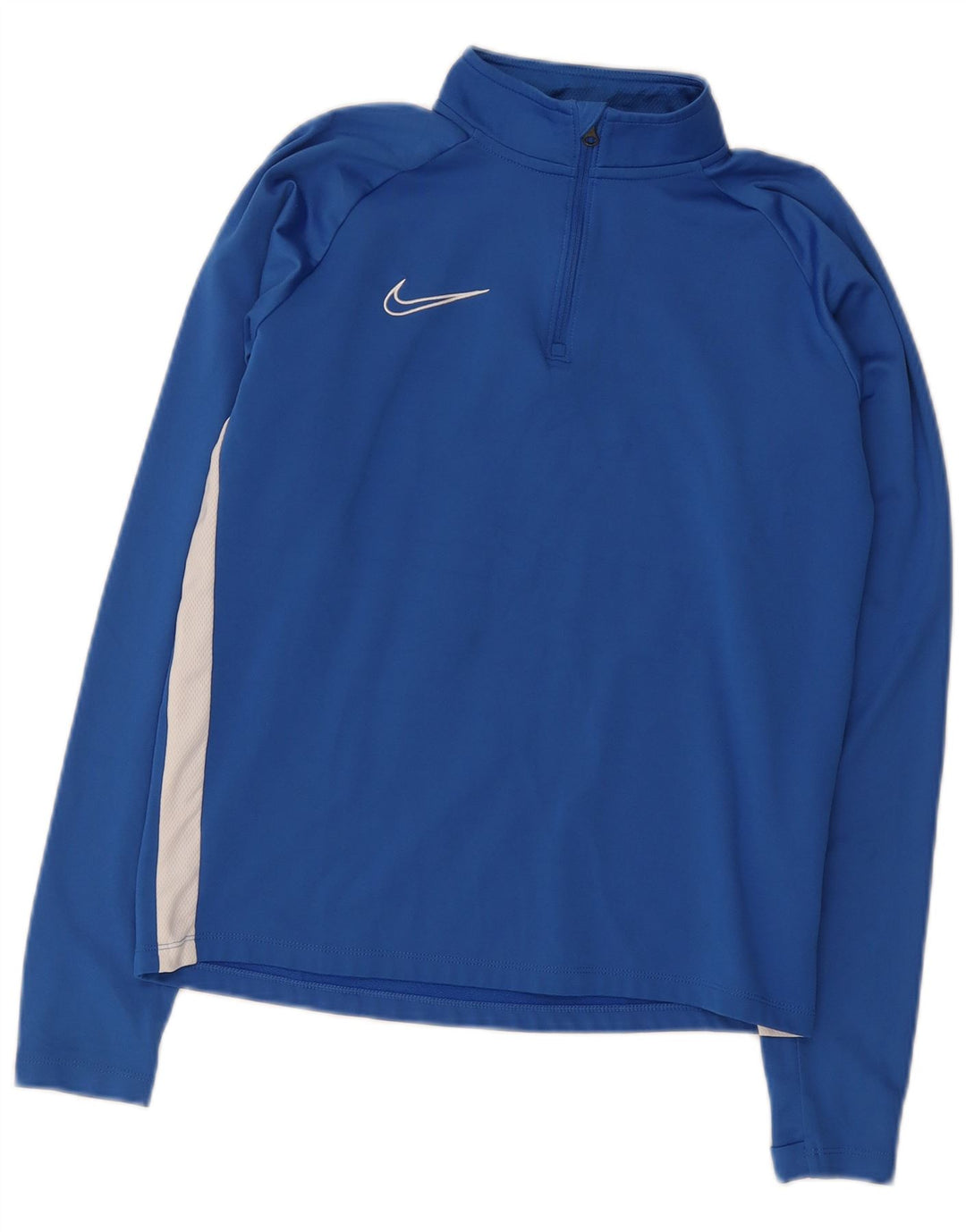 Nike Herren-Pullover-Trainingsanzugoberteil mit Reißverschluss und Halsausschnitt, klein, blaues Farbblock-Polyester