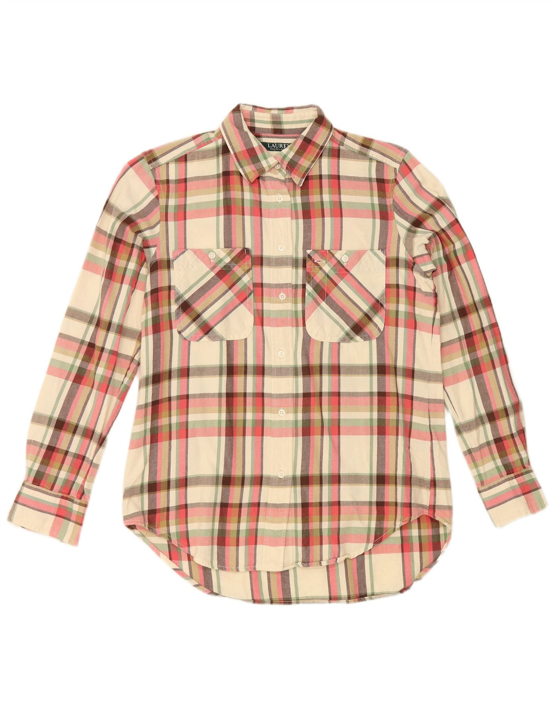 Ralph Lauren Damen Flanellhemd UK 10 Small Off White Check