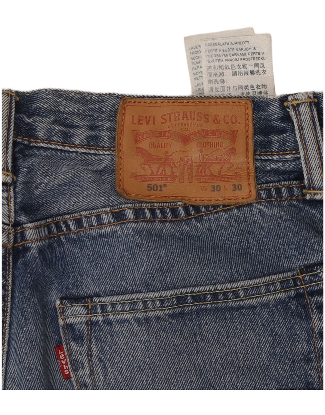 LEVI'S Herren 501 Straight Jeans W30 L30 Blaue Baumwolle