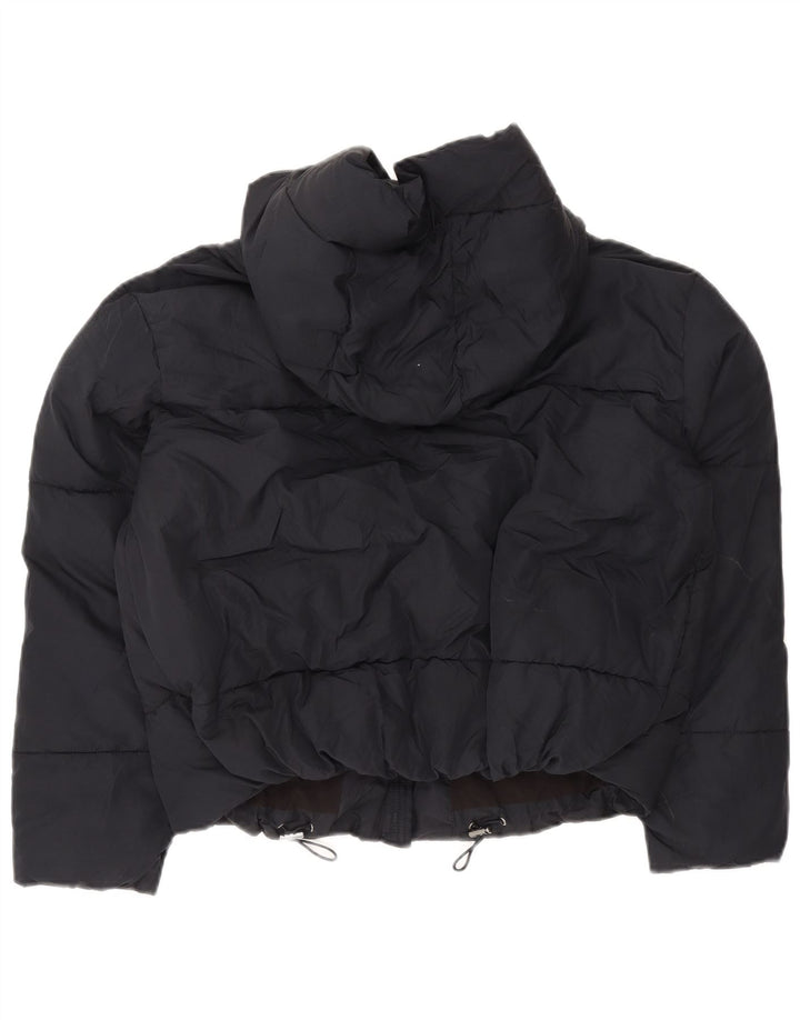 Zara Damen Oversize Crop Hooded Wattierte Jacke UK 6 XS Marineblau Polyester