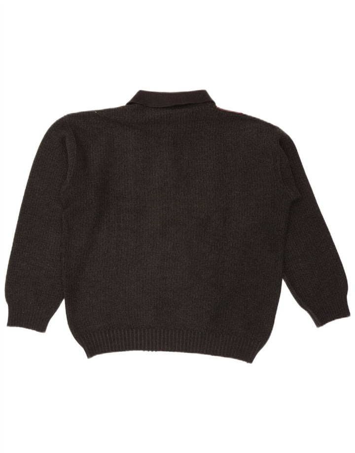Vintage Herren-Pullover mit Rollkragen, Mittelschwarz, Farbblock