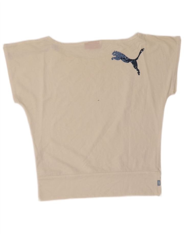 Puma Womens Graphic T-Shirt Top UK 12 Mittelweiß Farbblock