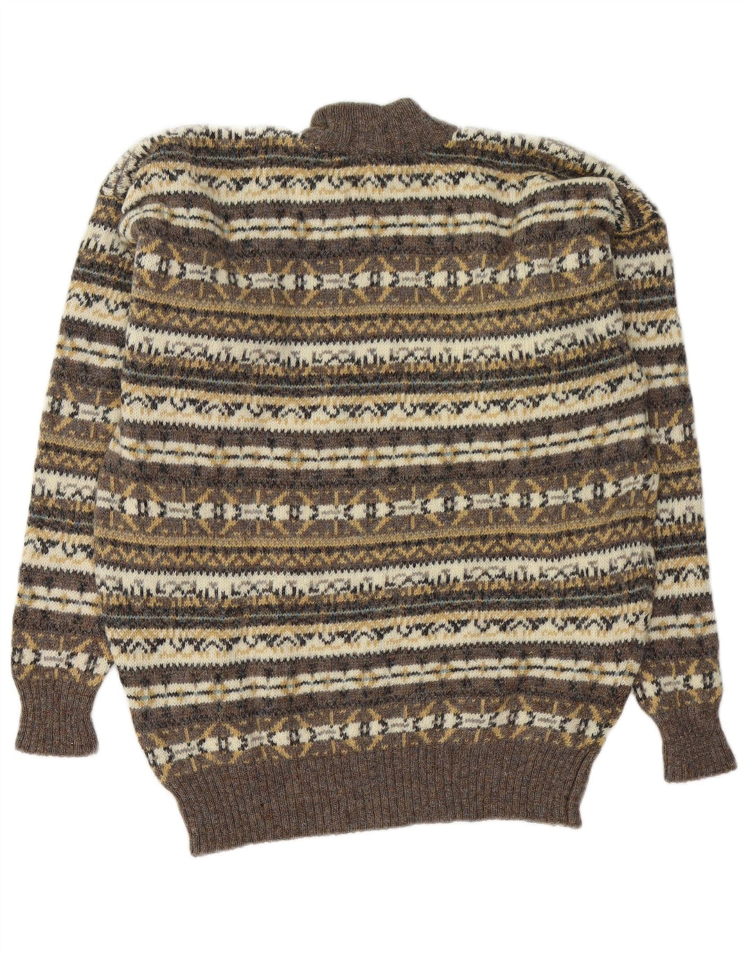 PAOLO DI QUINTO Herren-Pullover mit Rollkragen, Größe L, Braun, Fair Isle