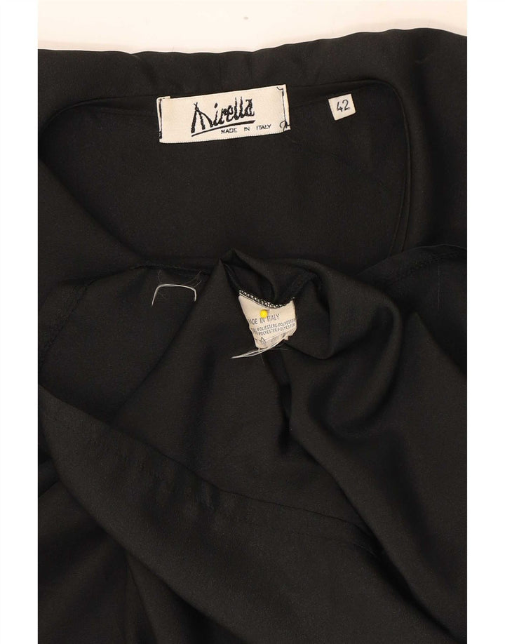 Mirella Damen-Hemdbluse mit Vorderkrawatte IT 42 Mittelschwarzes Polyester