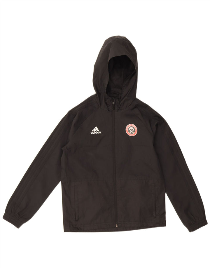 Adidas Regenjacke mit Kapuze für Jungen, 9–10 Jahre, schwarzes Polyester