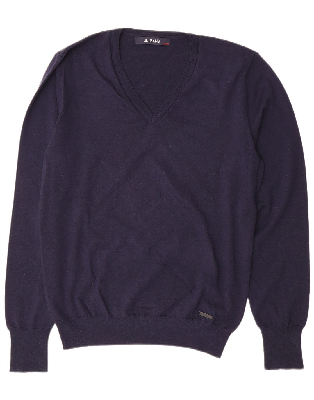 LIU JO Damen Pullover mit V-Ausschnitt UK 18 XL Marineblaue Wolle