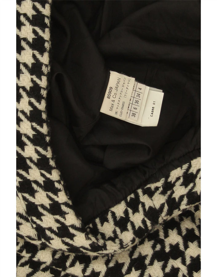 Max & Co. Damen Minirock UK 6 XS W28 Schwarze Wolle mit Hahnentrittmuster