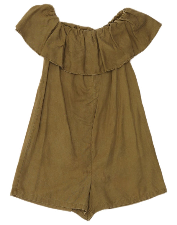 Zara Damen Off Shoulder Playsuit UK 6 XS Khaki