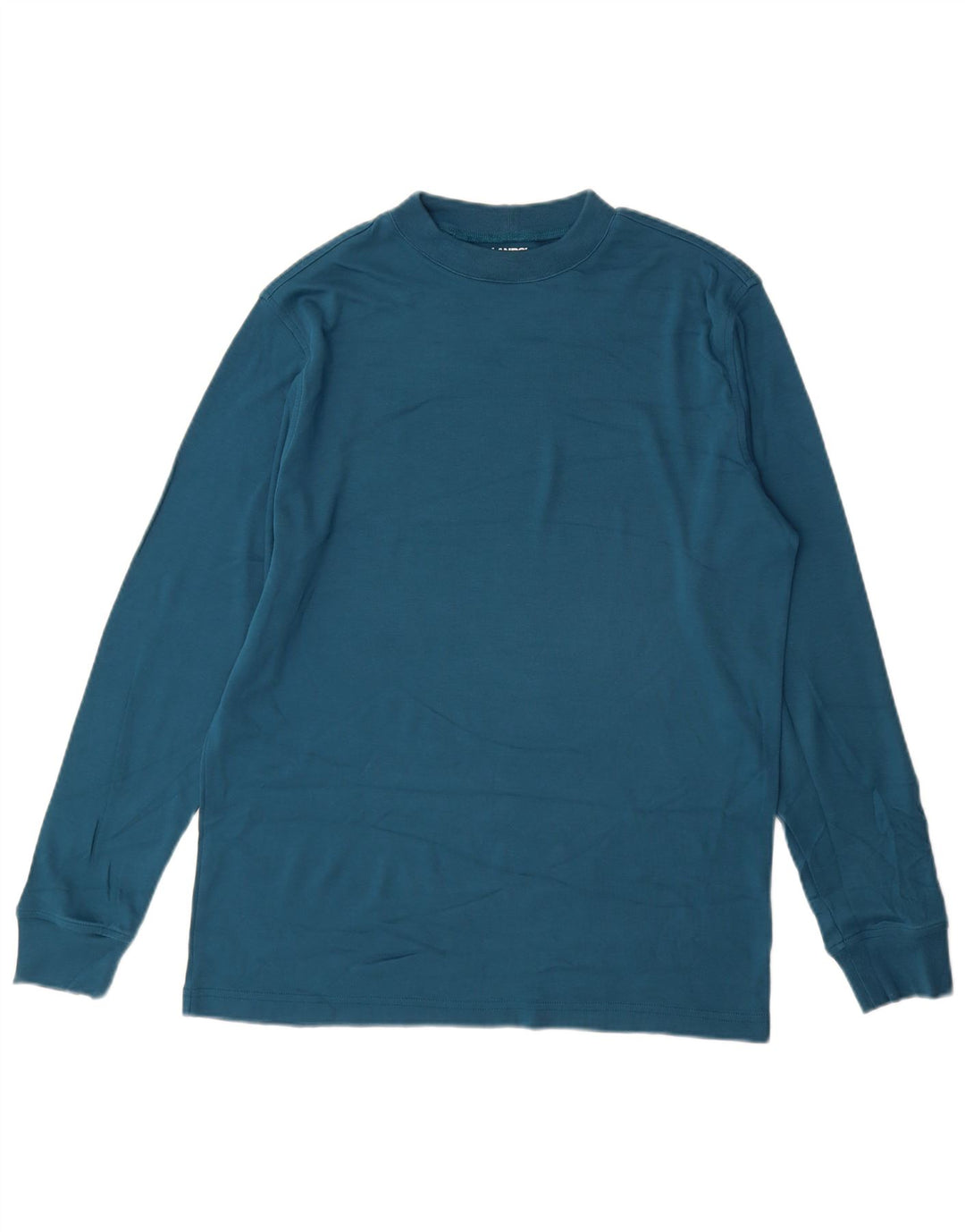 Lands End Herren-Oberteil, langärmelig, mittelblaue Baumwolle