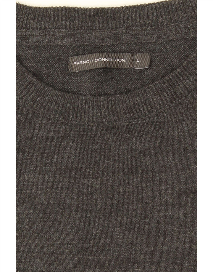French Connection Herren-Pullover mit Rundhalsausschnitt, Größe L, Grau