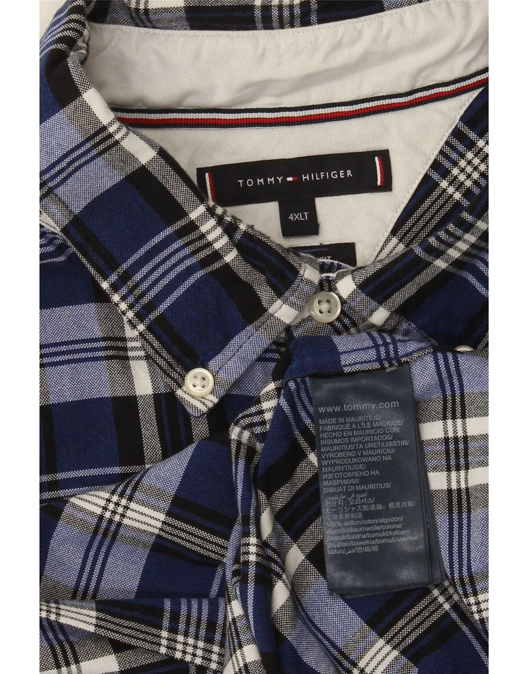 Tommy Hilfiger Herren-Hemd, groß, 4XL, marineblau, kariert, Baumwolle