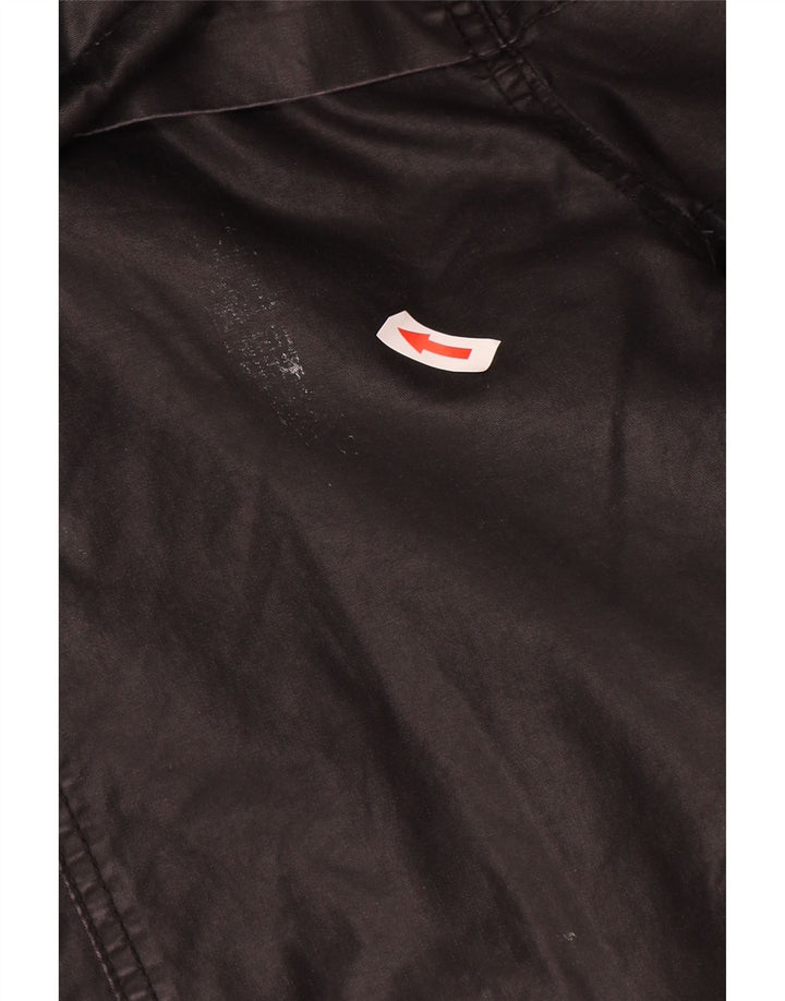 Zara Damen-Jacke aus gewachster Baumwolle mit Kapuze, UK 14, mittelschwarz