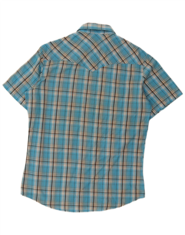 Wrangler Herren Western-Kurzarmhemd Mittelblau kariert