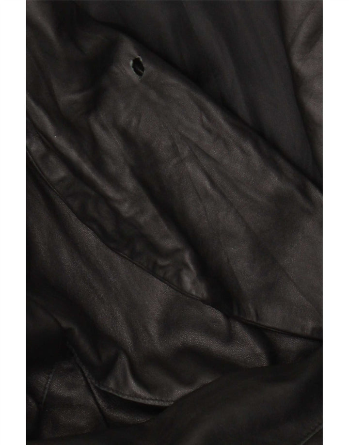 Vintage Damen Ledermantel IT 46 Großes schwarzes Leder