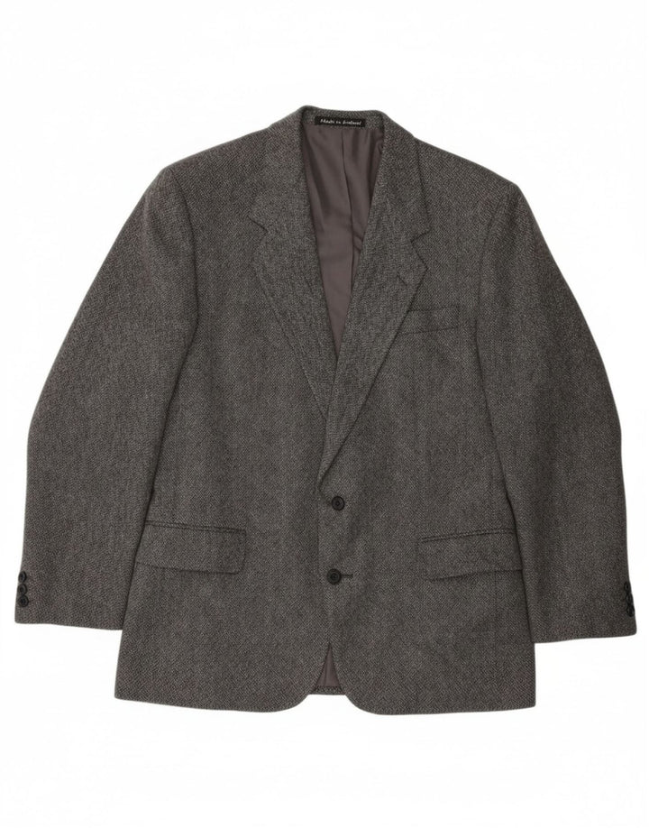 VINTAGE Mens 2 Button Blazer Jacket UK 42 XL Grey Herringbone