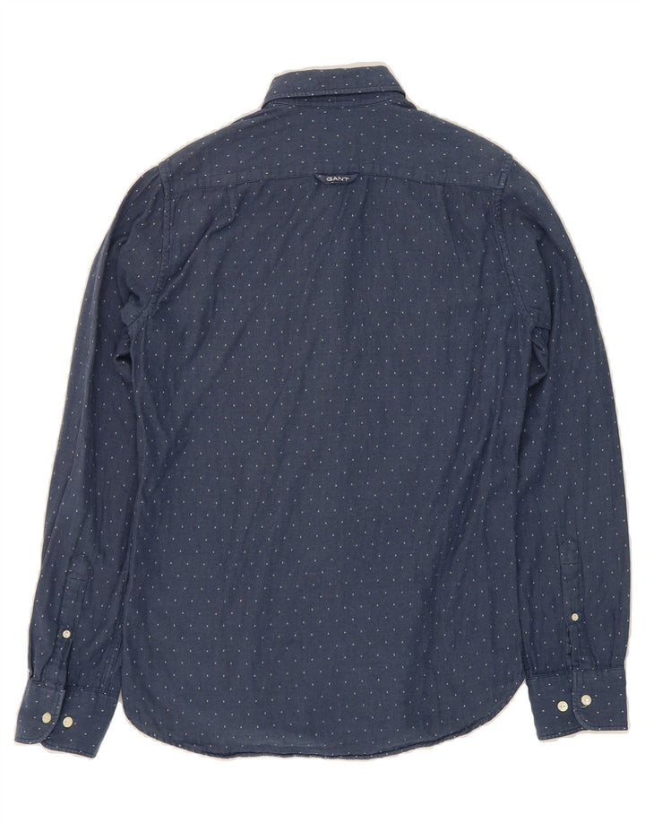 GANT Mens Fitted Denim Shirt Small Blue Spotted Cotton Vintage Gant and Second-Hand Gant from Messina Hembry 