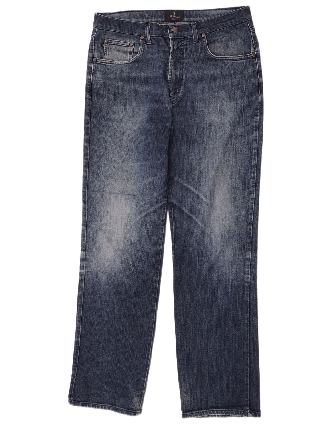 Trussardi Herren Straight Jeans W36 L32 Blaue Baumwolle