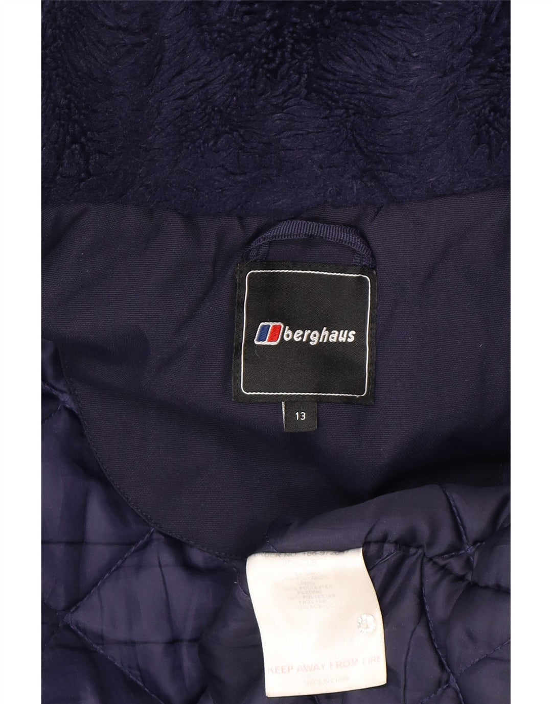 Berghaus Wattierte Jungenjacke mit Kapuze, 12–13 Jahre, marineblaues Polyamid