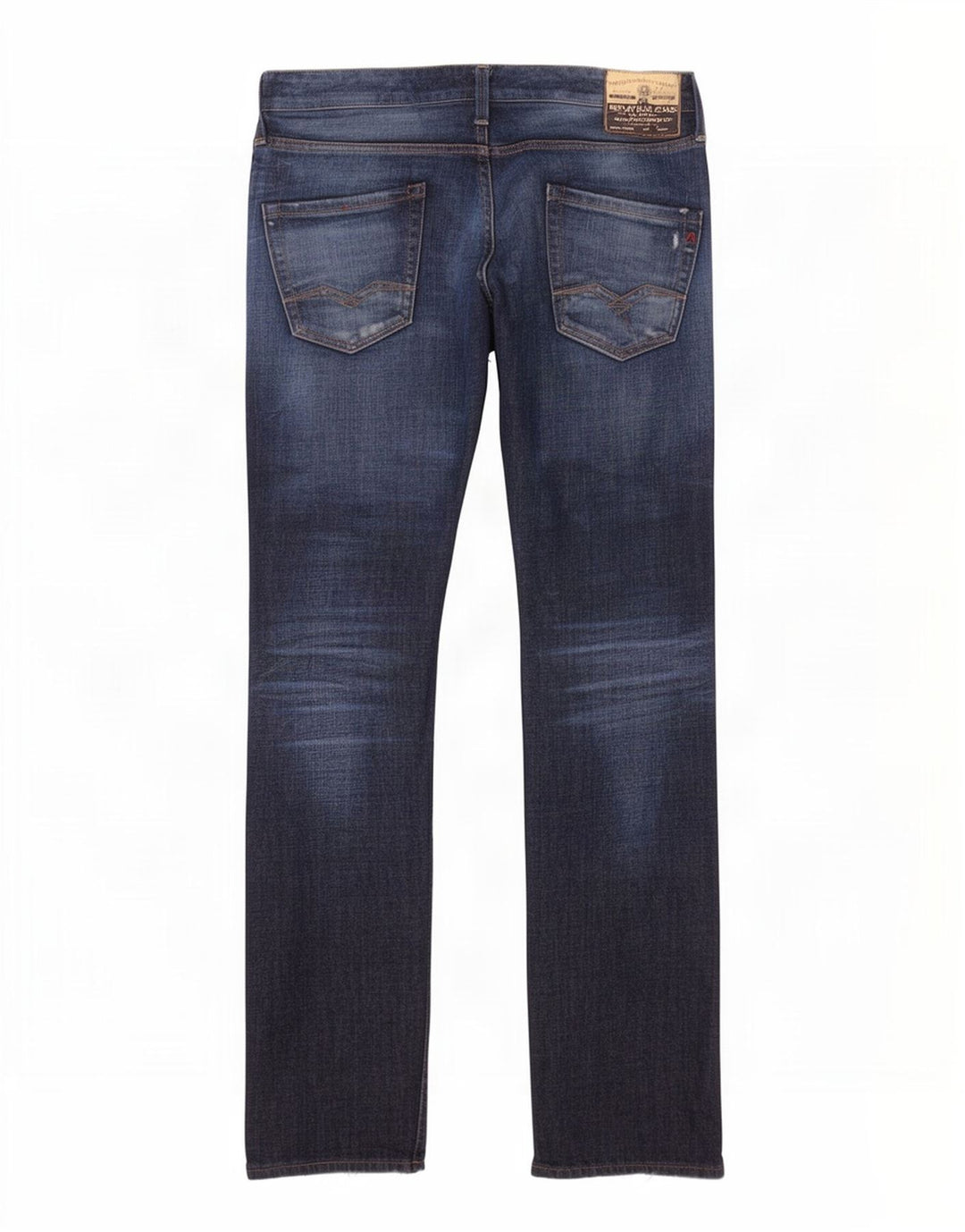 Replay Herren Waitom Straight Jeans W30 L34 Marineblau Baumwolle