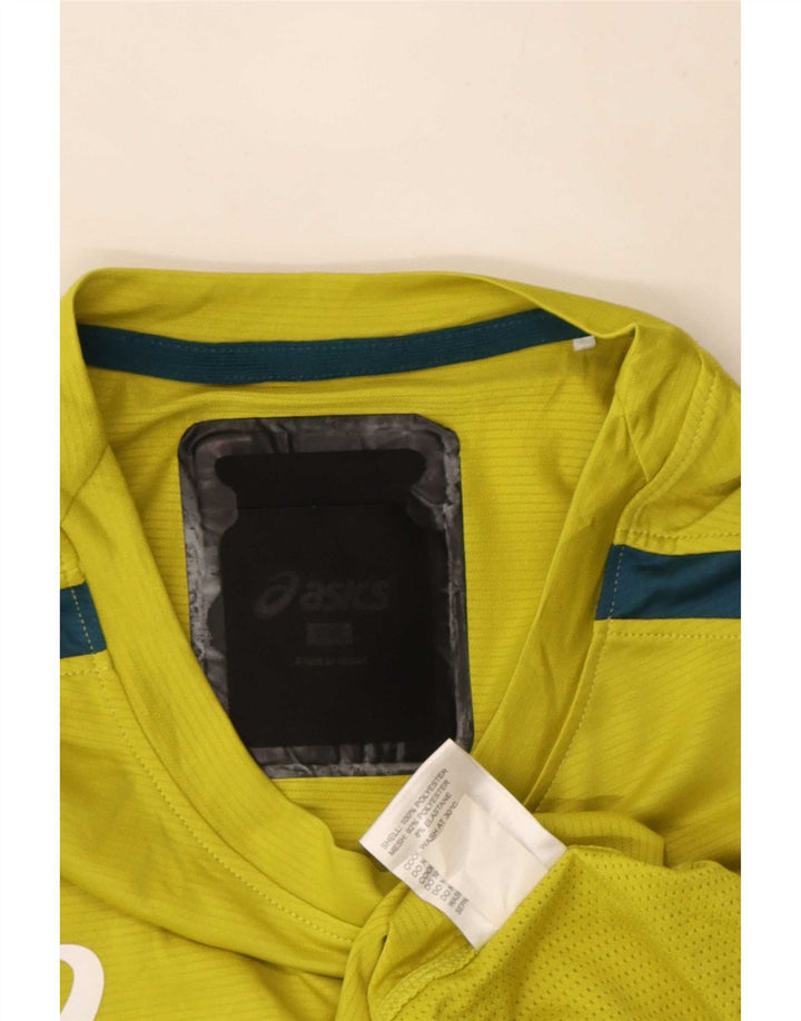 Asics Herren Grafik-T-Shirt Top 2XL Gelbes Colourblock-Polyester