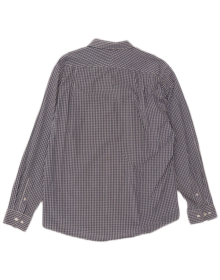 Pierre Cardin Herrenhemd, Größe 16 1/2, große marineblaue Gingham-Baumwolle