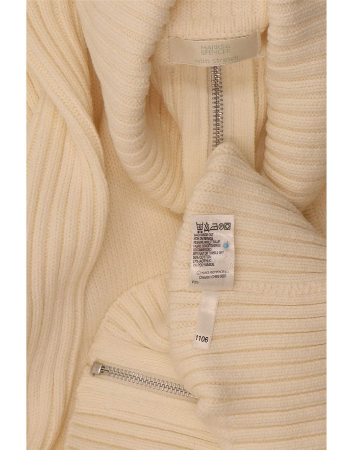 Marks & Spencer Damen-Cardigan mit durchgehendem Reißverschluss, UK 16, Größe L, gebrochenes Weiß