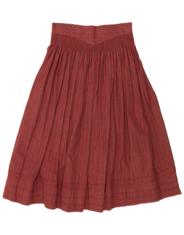 VINTAGE Damen-Rock in A-Linie mit hoher Taille, W28, mittelrot, gestreift, Baumwolle