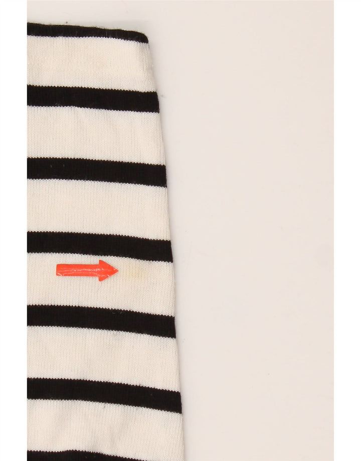 Zara Damen Top Langarm UK 14 Mittelweiß gestreifte Viskose