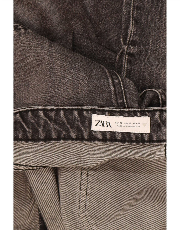 Zara Damen Straight Jeans EU 42 Large W32 L35 Graue Baumwolle