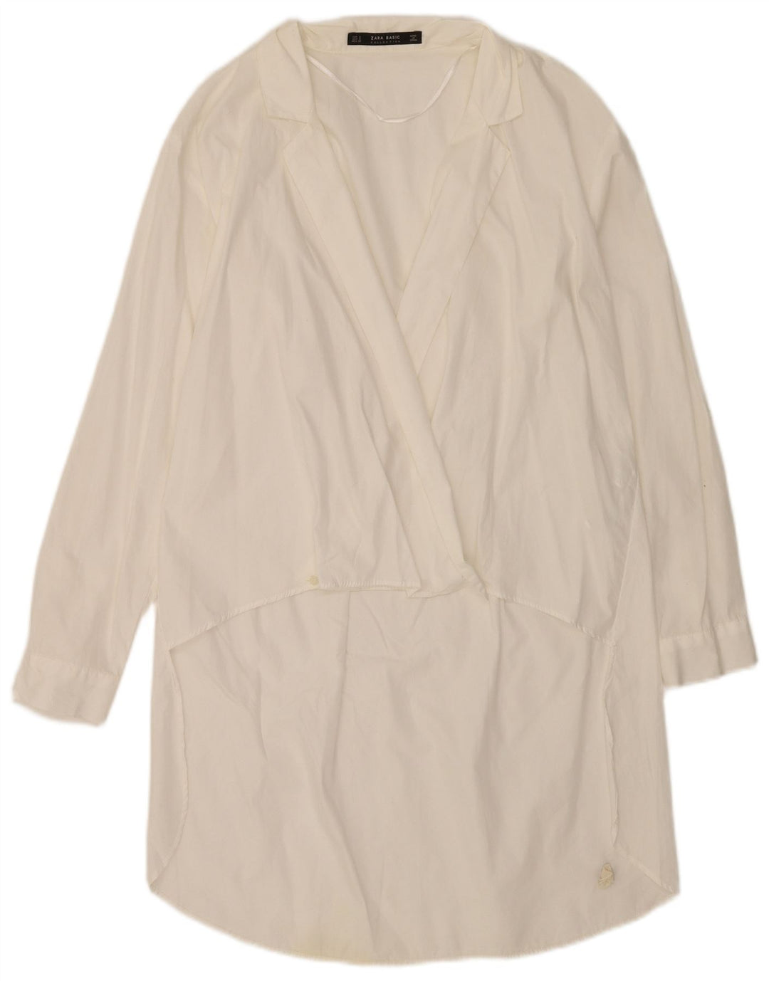 Zara Damen Langarm-Etuikleid UK 10 Small Weiße Baumwolle
