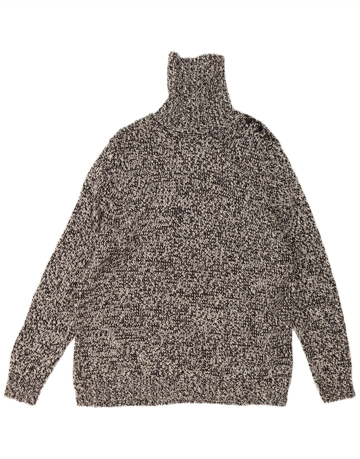 Chaps Rollkragenpullover für Damen, UK 18, XL, schwarz gefleckte Baumwolle