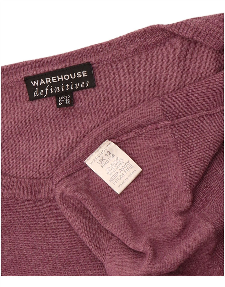 WAREHOUSE Damen-Pullover mit U-Boot-Ausschnitt, UK 12, mittelviolette Viskose