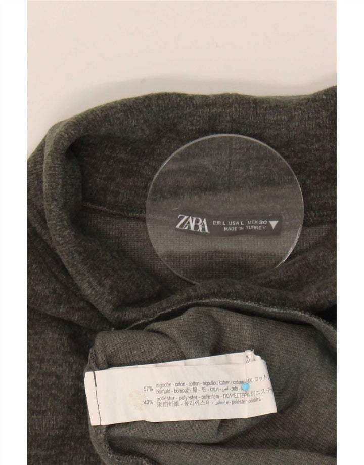 Zara Damen Weste Top UK 14 Large Khaki Baumwolle