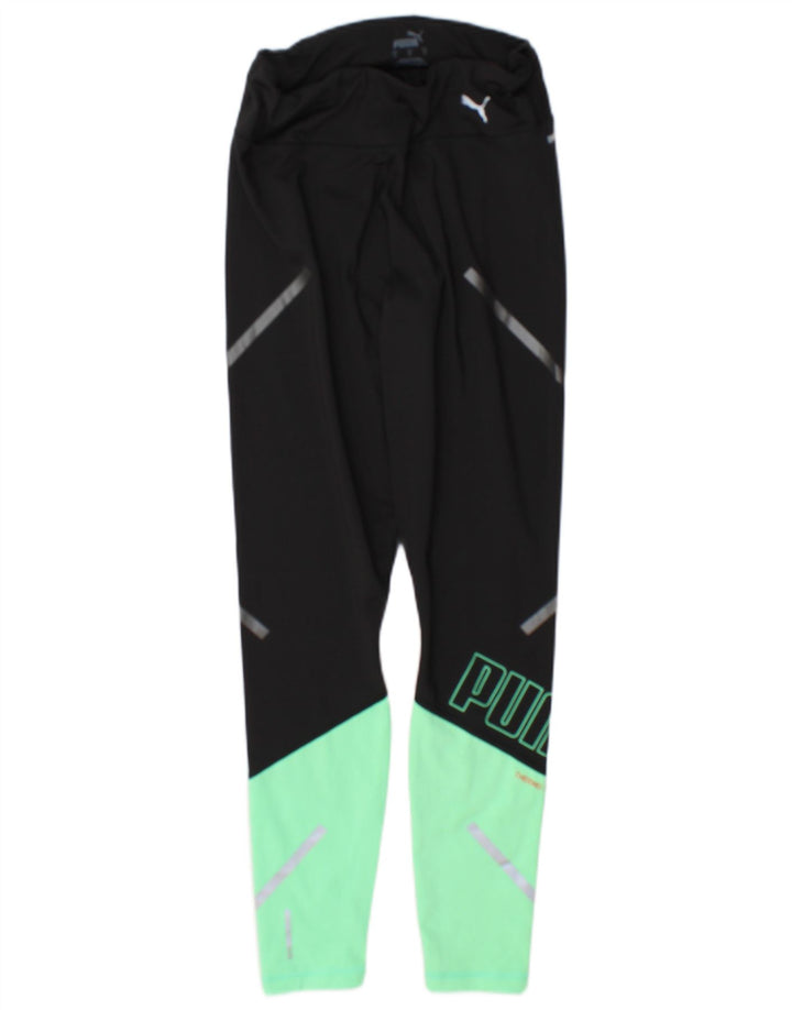 Puma Womens Graphic Leggings UK 10 Small Schwarz Colourblock Polyester