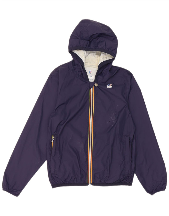 K-Way Jungen-Regenjacke mit Kapuze, 11–12 Jahre, marineblaues Nylon